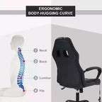 FDW Chaise de bureau gamer, Chaise de bureau ergonomique avec massage, Fauteuil de bureau en cuir PU avec support lombaire, appui-tête et accoudoirs