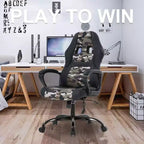 FDW Chaise de bureau gamer, Chaise de bureau ergonomique avec massage, Fauteuil de bureau en cuir PU avec support lombaire, appui-tête et accoudoirs