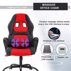 FDW Chaise de bureau gamer, Chaise de bureau ergonomique avec massage, Fauteuil de bureau en cuir PU avec support lombaire, appui-tête et accoudoirs