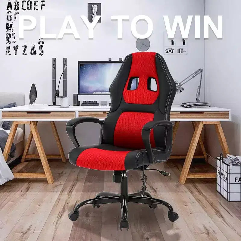FDW Chaise de bureau gamer, Chaise de bureau ergonomique avec massage, Fauteuil de bureau en cuir PU avec support lombaire, appui-tête et accoudoirs