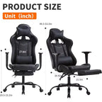 FDW Chaise de Bureau Gaming Fauteuil de Bureau Chaise de Direction Ergonomique en Cuir PU à Dossier Haut avec Support Lombaire et Repose-Pieds