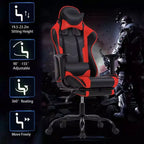 FDW Chaise de Bureau Gaming Fauteuil de Bureau Chaise de Direction Ergonomique en Cuir PU à Dossier Haut avec Support Lombaire et Repose-Pieds