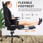 FDW Chaise de Bureau Gaming Fauteuil de Bureau Chaise de Direction Ergonomique en Cuir PU à Dossier Haut avec Support Lombaire et Repose-Pieds