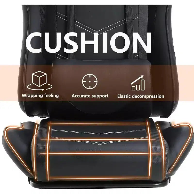 FDW Chaise de Bureau Gaming Fauteuil de Bureau Chaise de Direction Ergonomique en Cuir PU à Dossier Haut avec Support Lombaire et Repose-Pieds