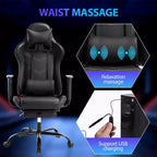 FDW Chaise de jeu de course, Chaises de jeu vidéo avec bureau d'ordinateur, Support lombaire et appui-tête en cuir PU, Siège pivotant à 360°