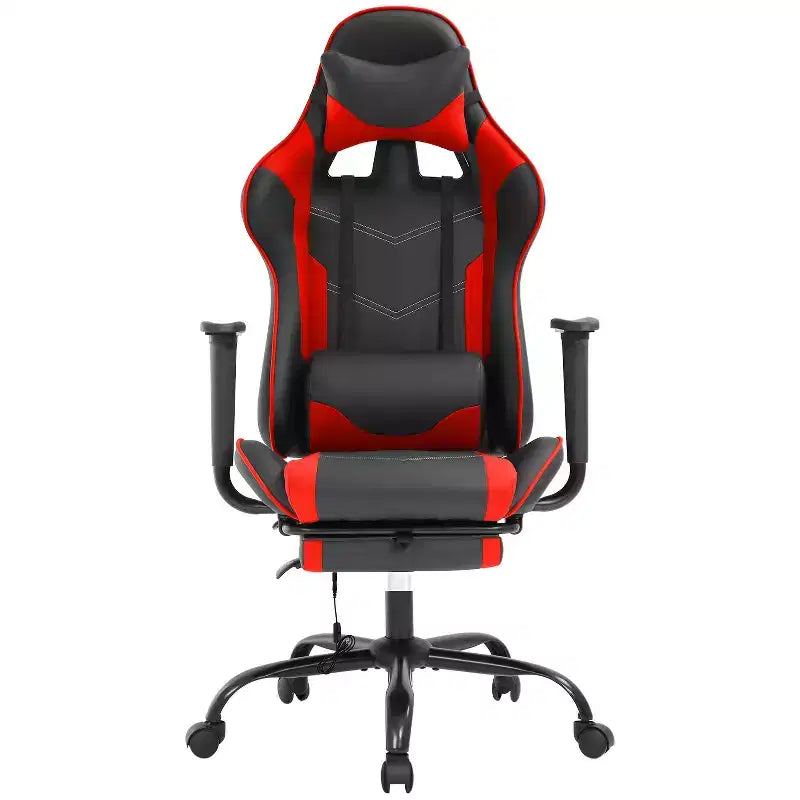 FDW Chaise de jeu de course, Chaises de jeu vidéo avec bureau d'ordinateur, Support lombaire et appui-tête en cuir PU, Siège pivotant à 360°