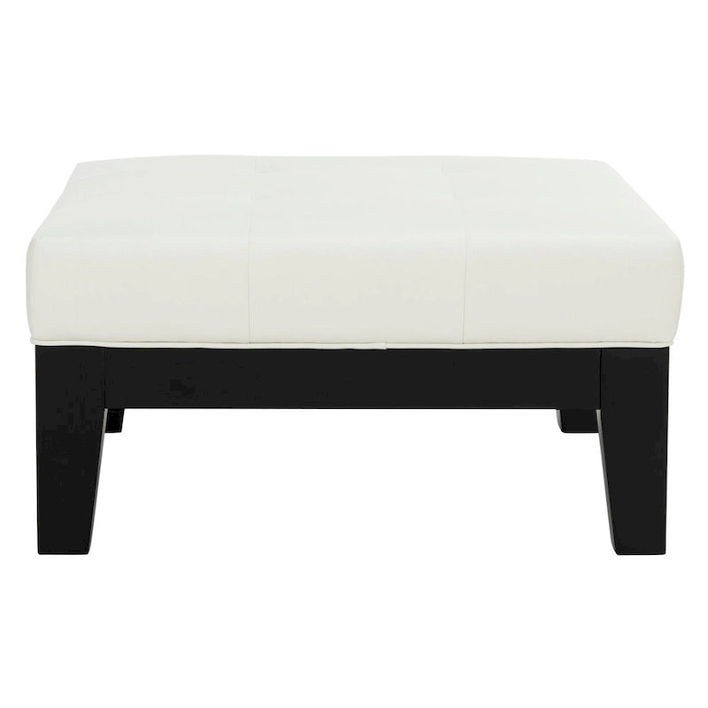 Perri Carré Blanc Cuir Ottoman