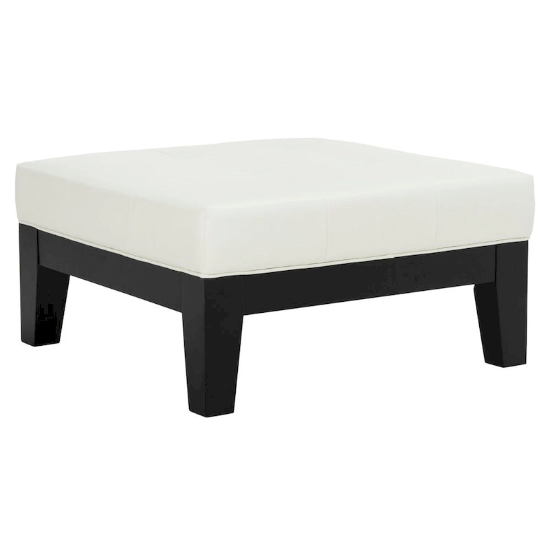 Perri Carré Blanc Cuir Ottoman