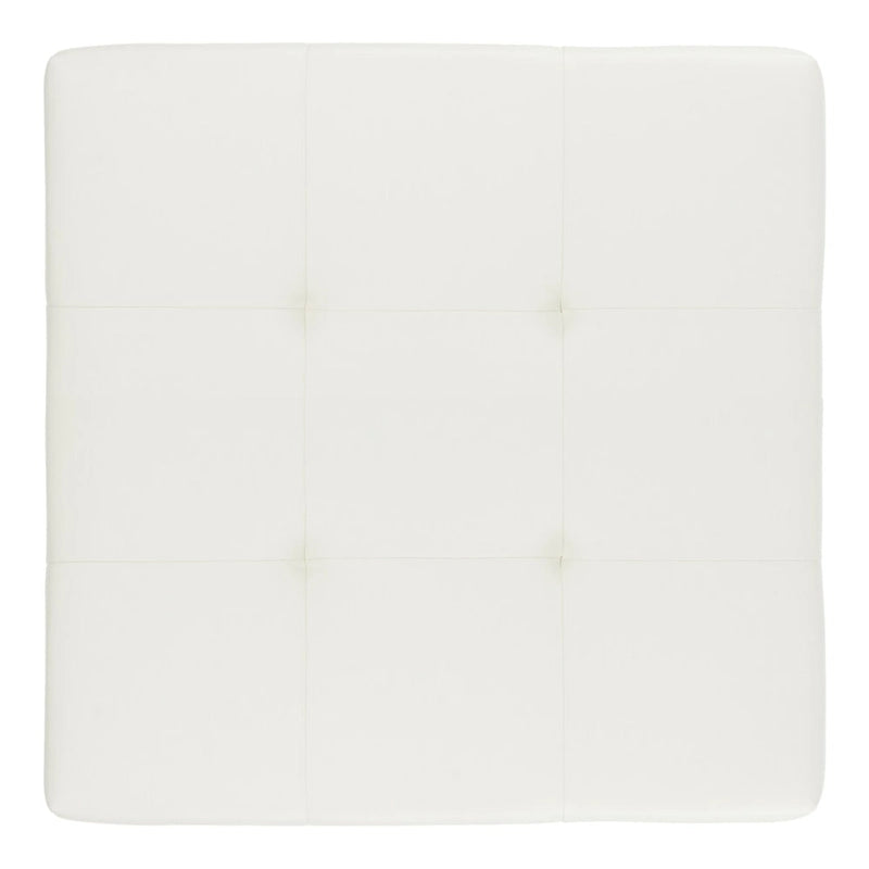 Perri Carré Blanc Cuir Ottoman