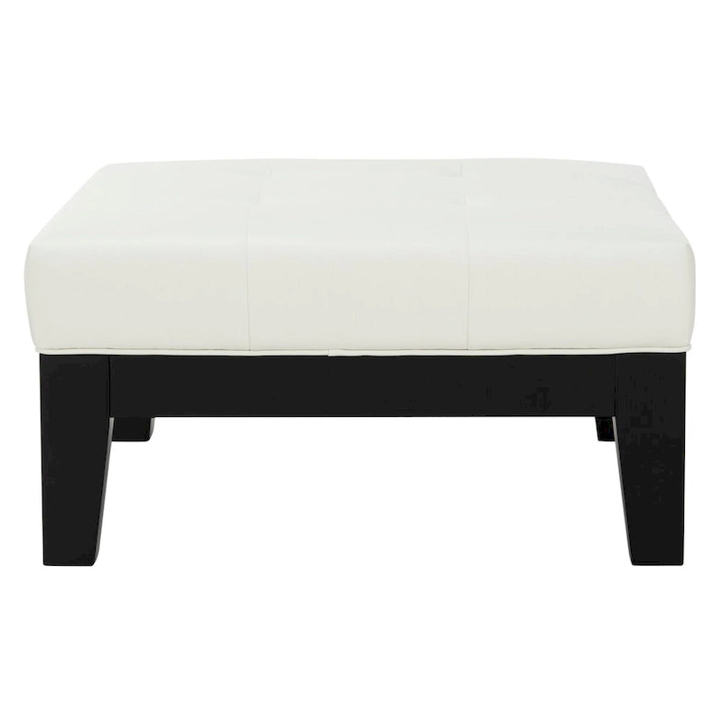 Perri Carré Blanc Cuir Ottoman