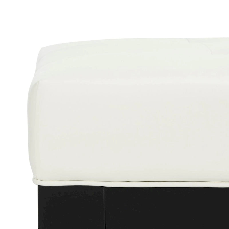 Perri Carré Blanc Cuir Ottoman