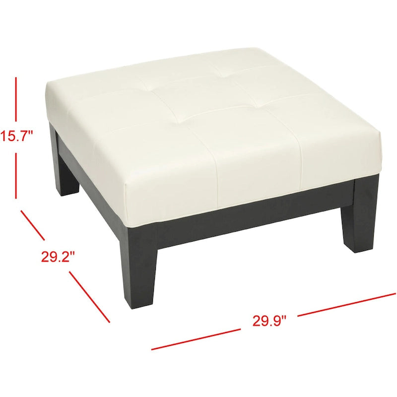 Perri Carré Blanc Cuir Ottoman
