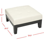 Perri Carré Blanc Cuir Ottoman