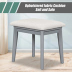 Coiffeuse de style moderne avec miroir rabattable, tabouret rembourré et tiroirs