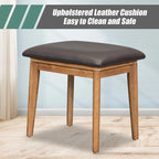 Coiffeuse de style moderne avec miroir rabattable, tabouret rembourré et tiroirs