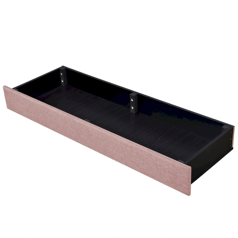 Lit Plateforme Capitonnée en Lin Taille Queen avec 3 Tiroirs de Rangement