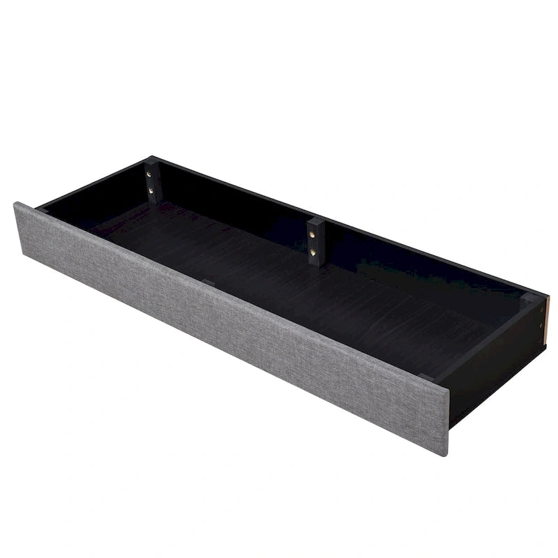 Lit Plateforme Capitonnée en Lin Taille Queen avec 3 Tiroirs de Rangement