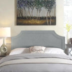 Tête de lit capitonnée en tissu avec clous décoratifs pour lit Queen size