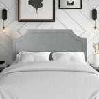 Tête de lit capitonnée en tissu avec clous décoratifs pour lit Queen size