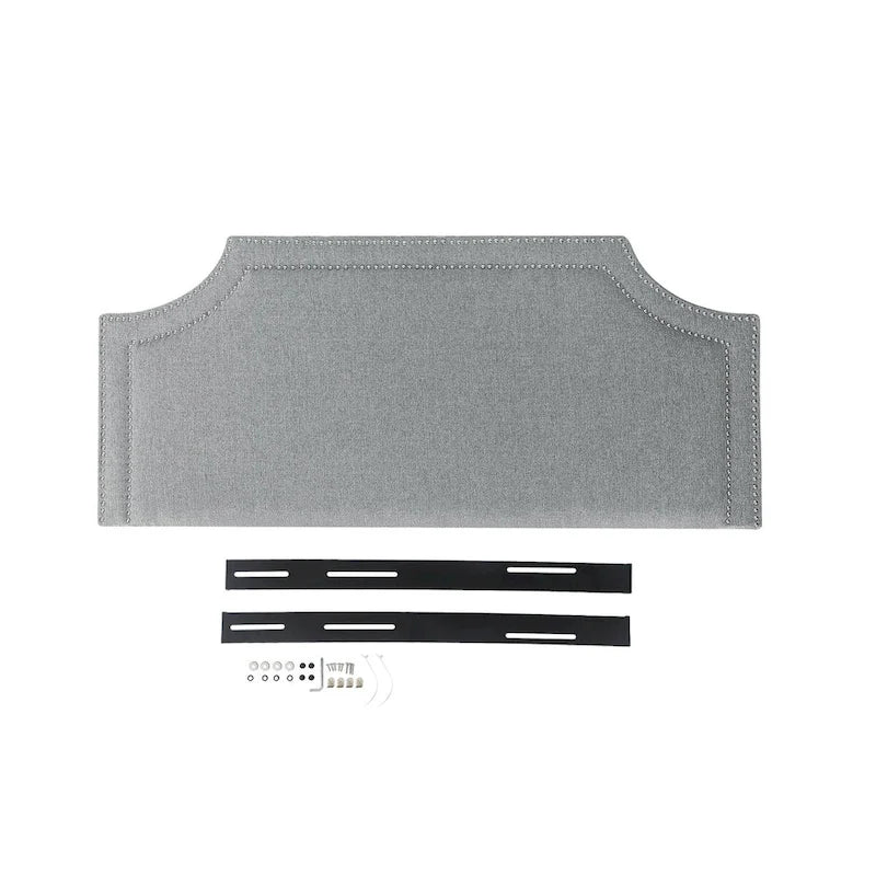 Tête de lit capitonnée en tissu avec clous décoratifs pour lit Queen size