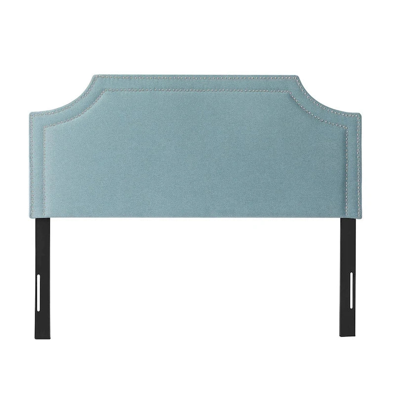 Tête de lit capitonnée en tissu avec clous décoratifs pour lit Queen size