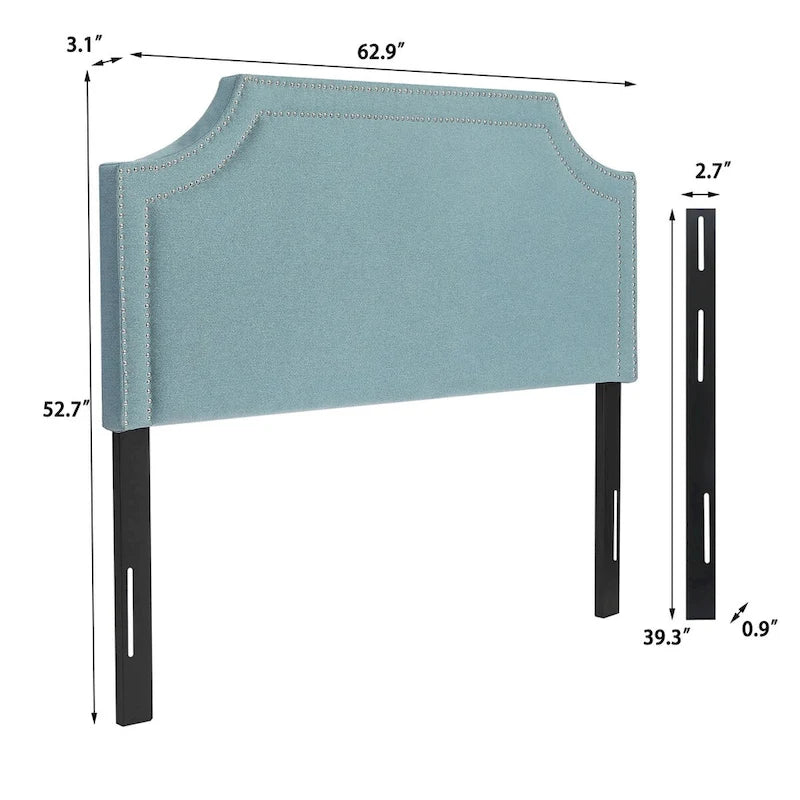 Tête de lit capitonnée en tissu avec clous décoratifs pour lit Queen size