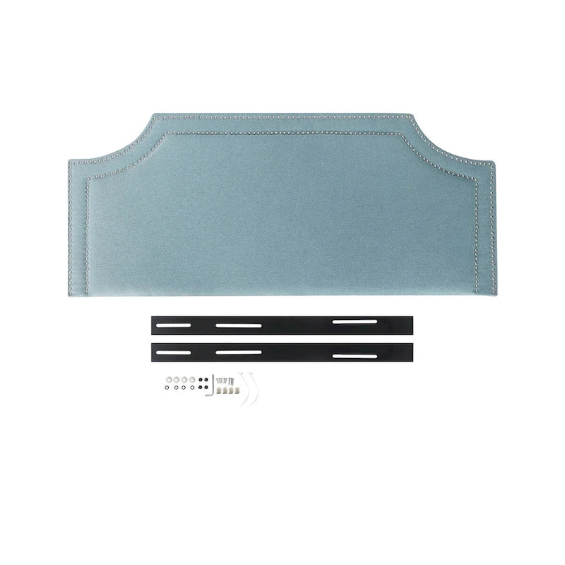 Tête de lit capitonnée en tissu avec clous décoratifs pour lit Queen size