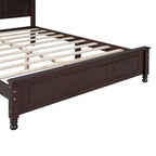 Cadre de lit plateforme rétro double/grand format en bois avec support à lattes en bois, noyer foncé