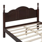 Cadre de lit plateforme rétro double/grand format en bois avec support à lattes en bois, noyer foncé