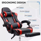 Chaise de jeu de course ergonomique JIONJOY avec dossier haut, soutien lombaire et accoudoirs réglables
