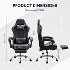 Chaise de jeu de course ergonomique JIONJOY avec dossier haut, soutien lombaire et accoudoirs réglables
