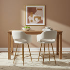Porch & Den Vallen 26 Fixed-Height Faux Leather Counter Stool with Metal Legs & Square Footrest (Set of 2)