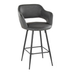 Tabouret de comptoir Vallen 26" à hauteur fixe en similicuir avec pieds en métal et repose-pieds carré