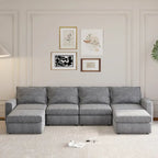 Canapé d'angle modulaire en forme de U en chenille avec pouf