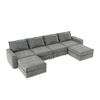 Canapé d'angle modulaire en forme de U en chenille avec pouf