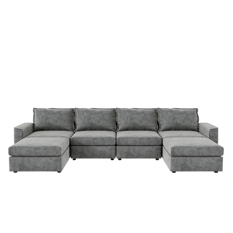 Canapé d'angle modulaire en forme de U en chenille avec pouf