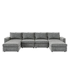 Canapé d'angle modulaire en forme de U en chenille avec pouf