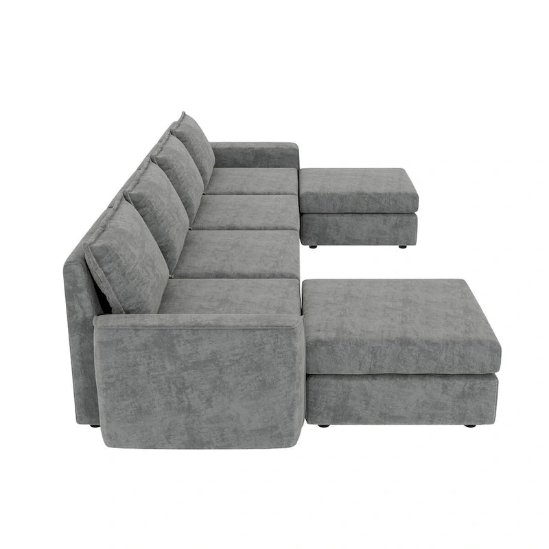 Canapé d'angle modulaire en forme de U en chenille avec pouf