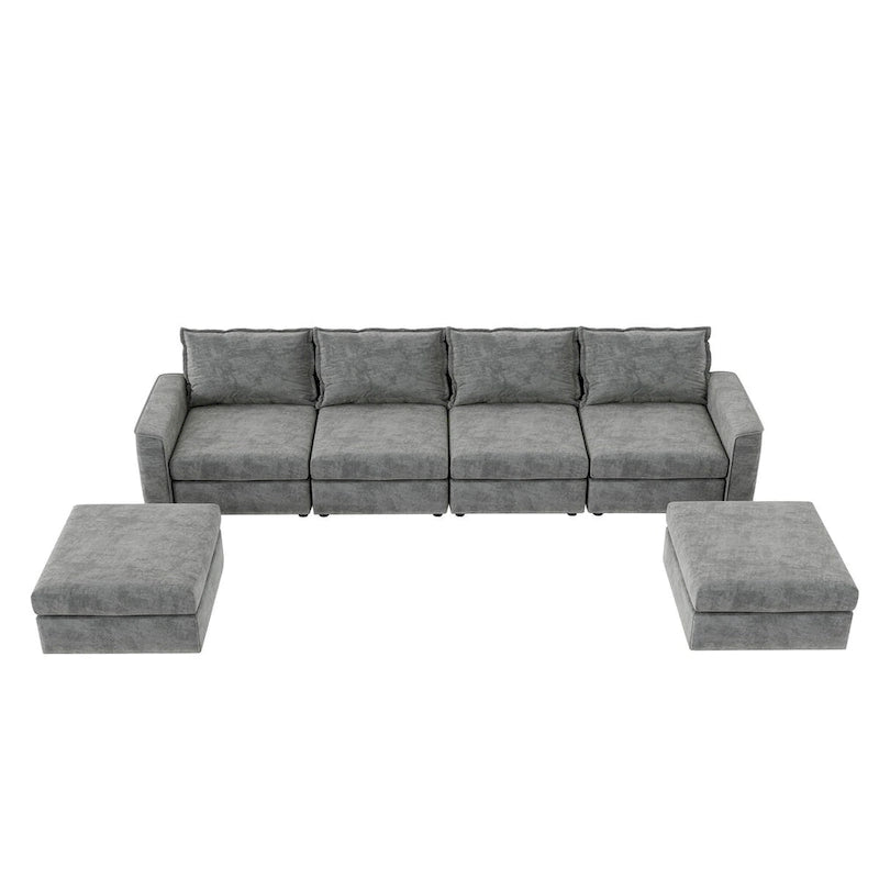 Canapé d'angle modulaire en forme de U en chenille avec pouf