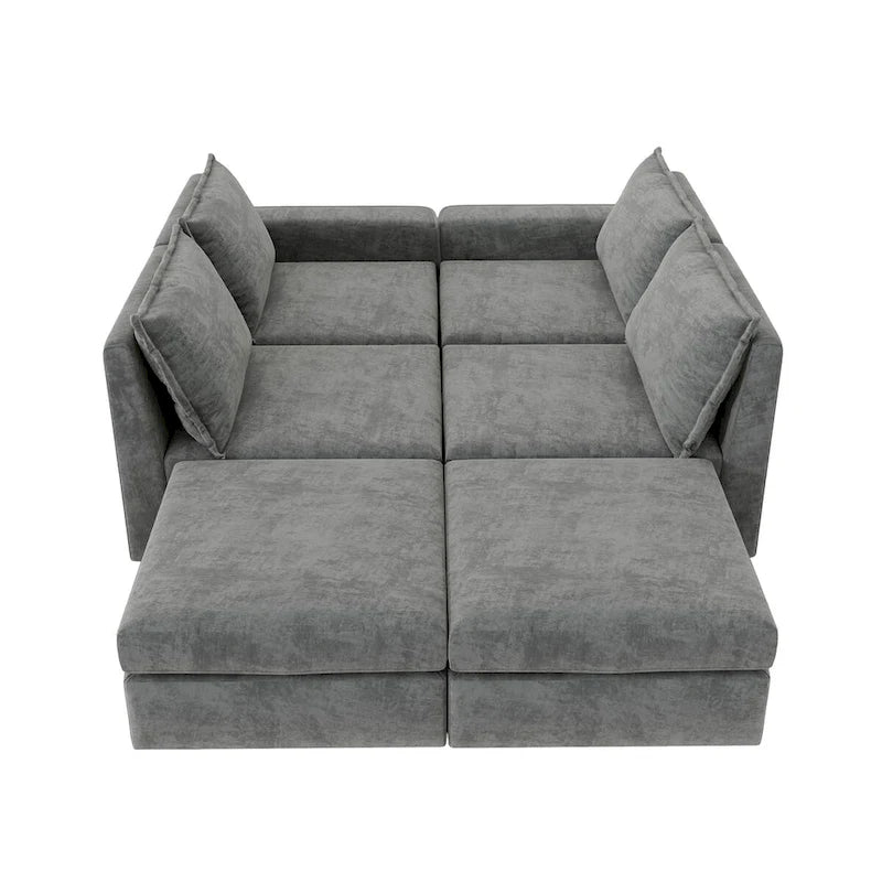 Canapé d'angle modulaire en forme de U en chenille avec pouf