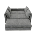 Canapé d'angle modulaire en forme de U en chenille avec pouf