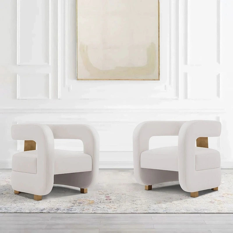 Fauteuil d'appoint moderne en velours Amirah
