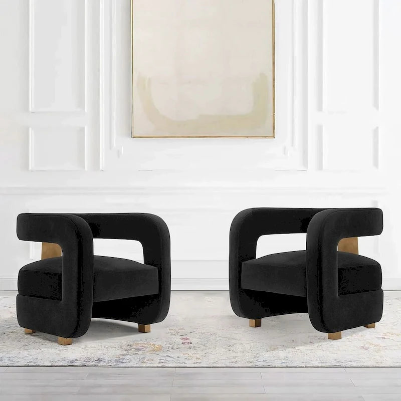 Fauteuil d'appoint moderne en velours Amirah