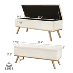 Pouffe de rangement capitonné Mid-Century Modern avec assise en lin à boutons touffetés