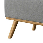 Pouffe de rangement capitonné Mid-Century Modern avec assise en lin à boutons touffetés