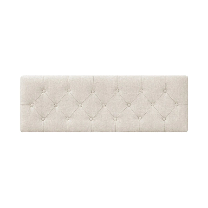 Pouffe de rangement capitonné Mid-Century Modern avec assise en lin à boutons touffetés