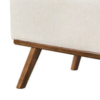 Pouffe de rangement capitonné Mid-Century Modern avec assise en lin à boutons touffetés
