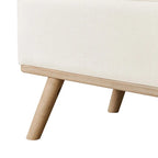 Pouffe de rangement capitonné Mid-Century Modern avec assise en lin à boutons touffetés