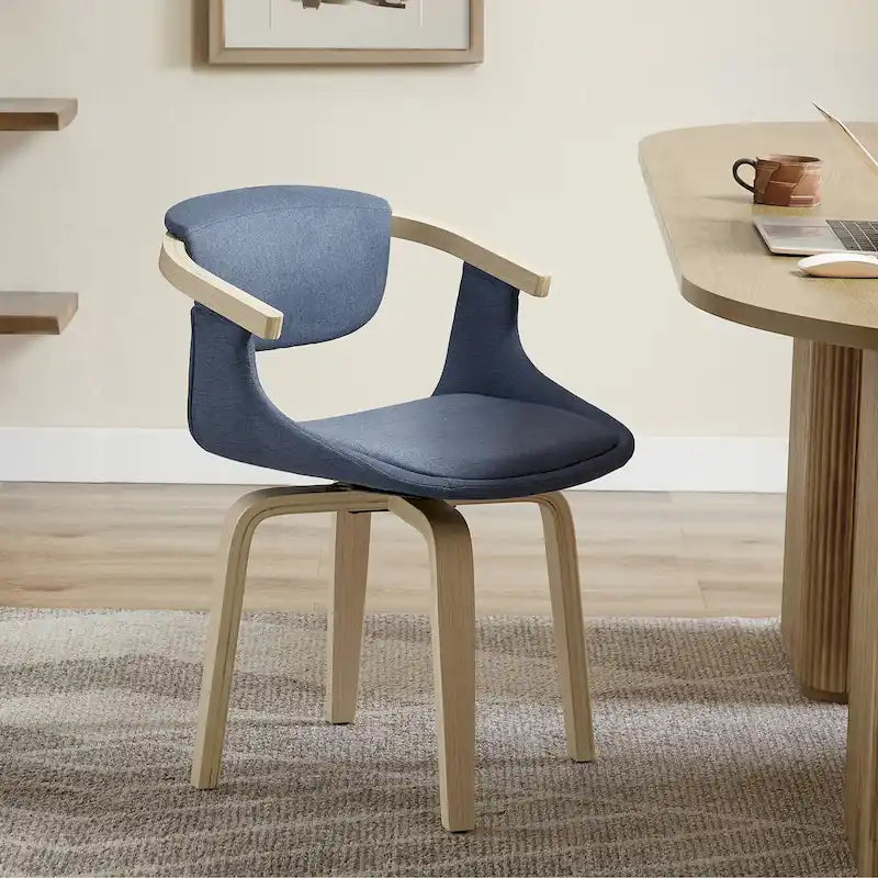Fauteuil pivotant rembourré en bois