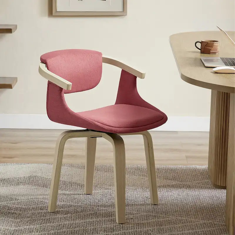 Fauteuil pivotant rembourré en bois